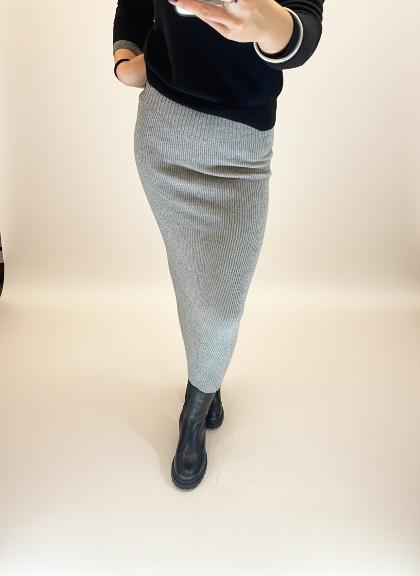 Gonna lunga costina grigia LineaElle