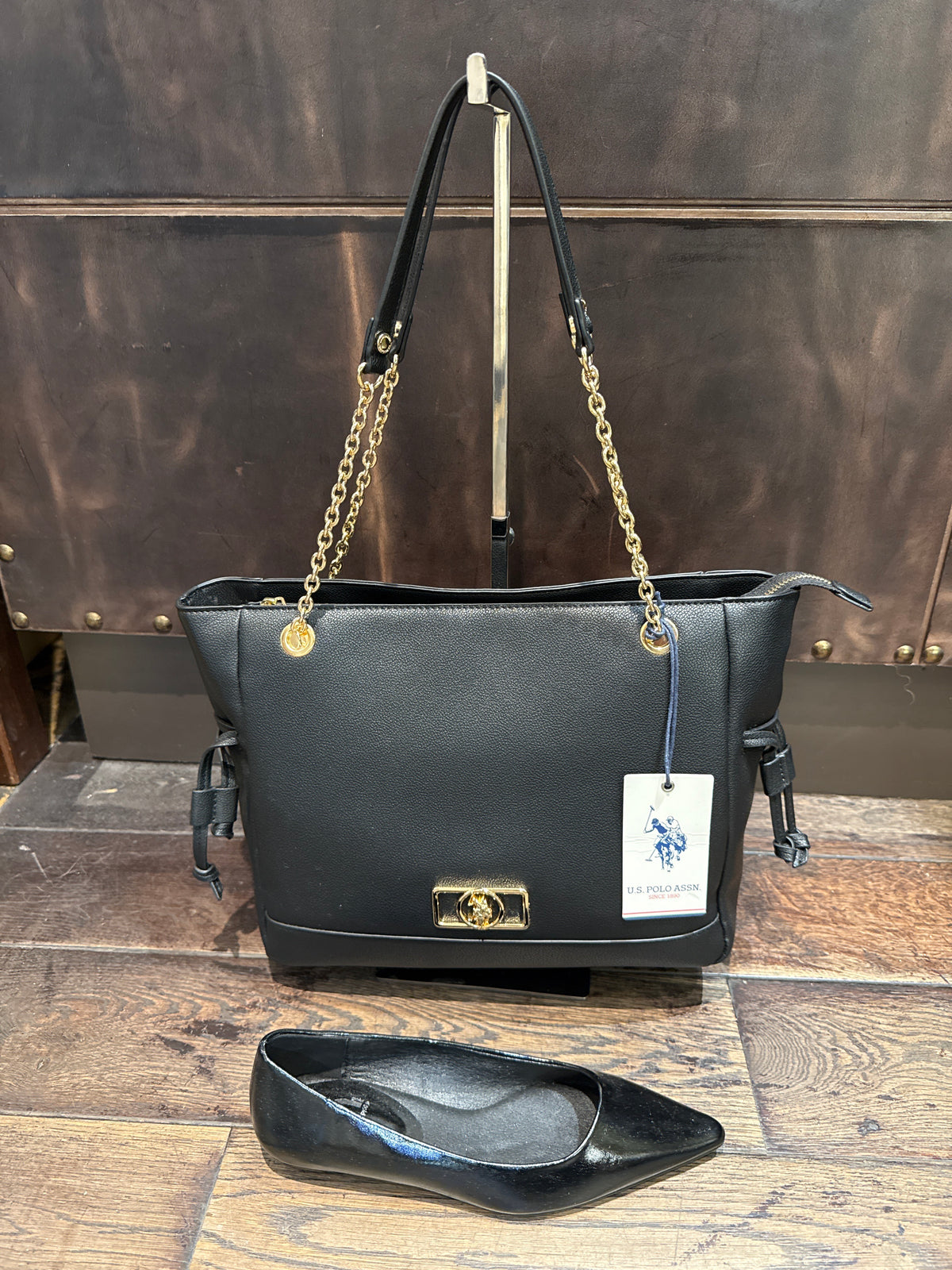 US POLO BORSA JONES CHIC DOUBLE HANDLE BLACK