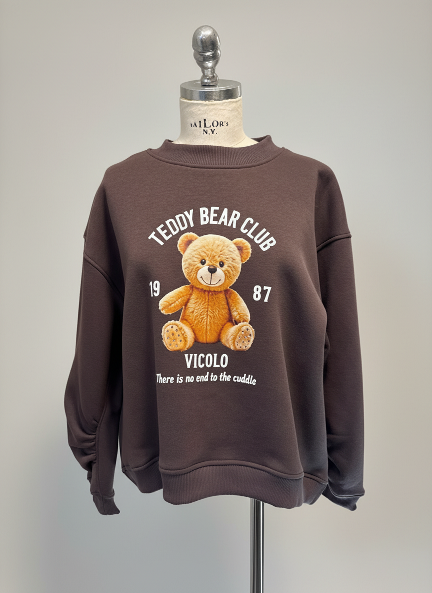 Felpa  Vicolo brown stampa Teddy club