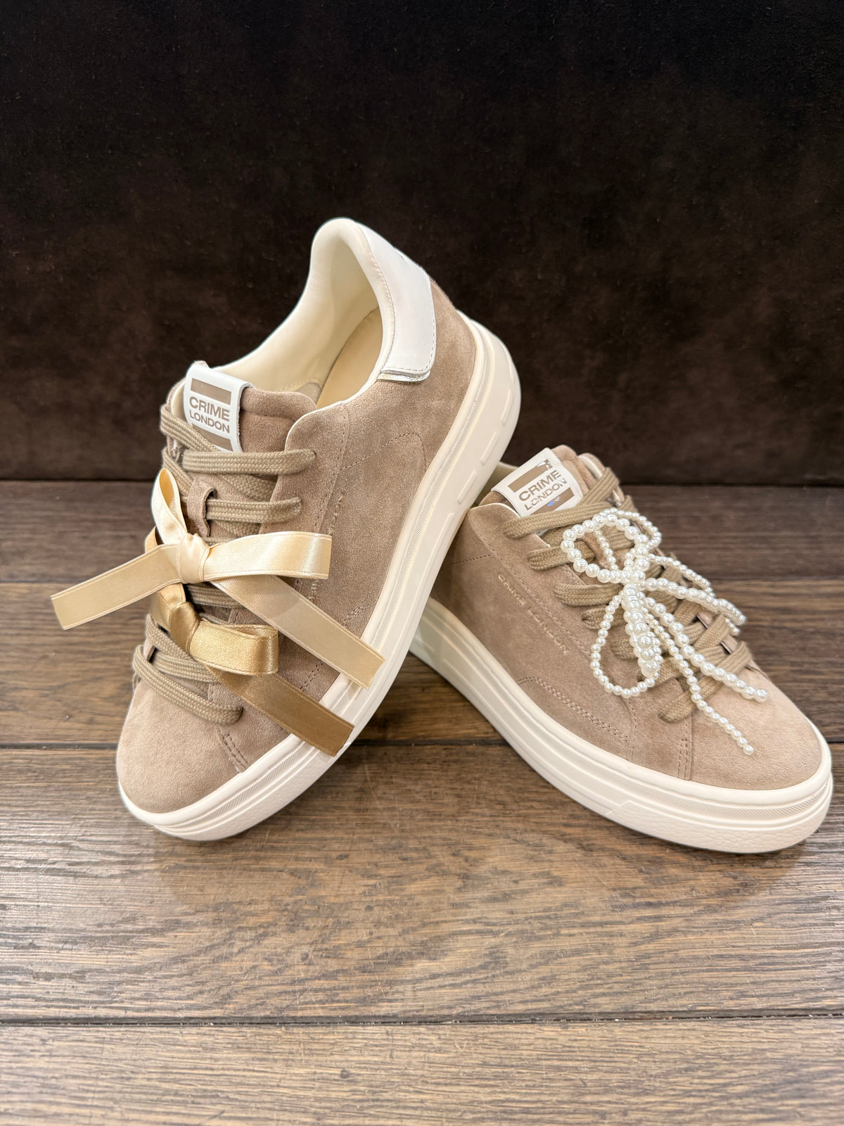 CRIME LONDON NEW ELEVATE CAMOSCIO TAUPE PERLINE DONNA