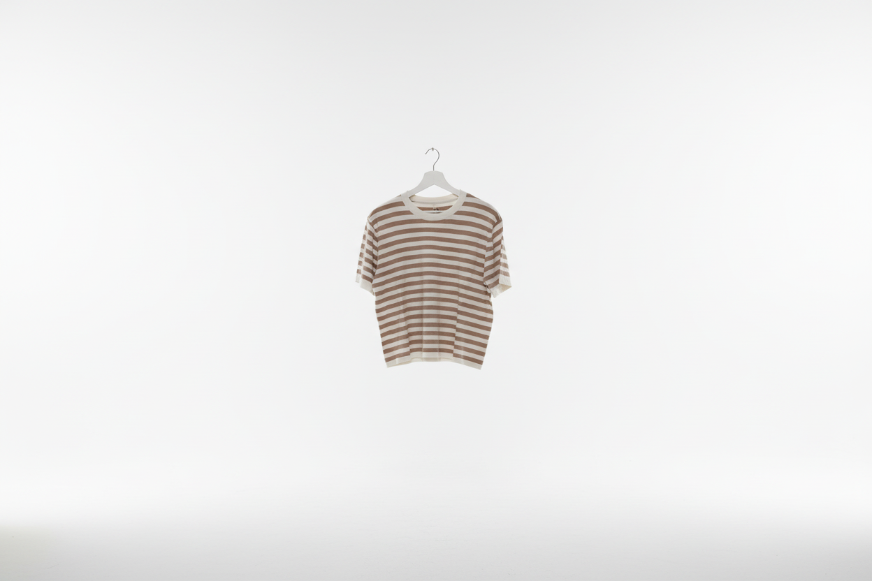 LINEAELLE MAGLIA IN FILO VISCOSA RIGHE BIANCA E BEIGE 1094