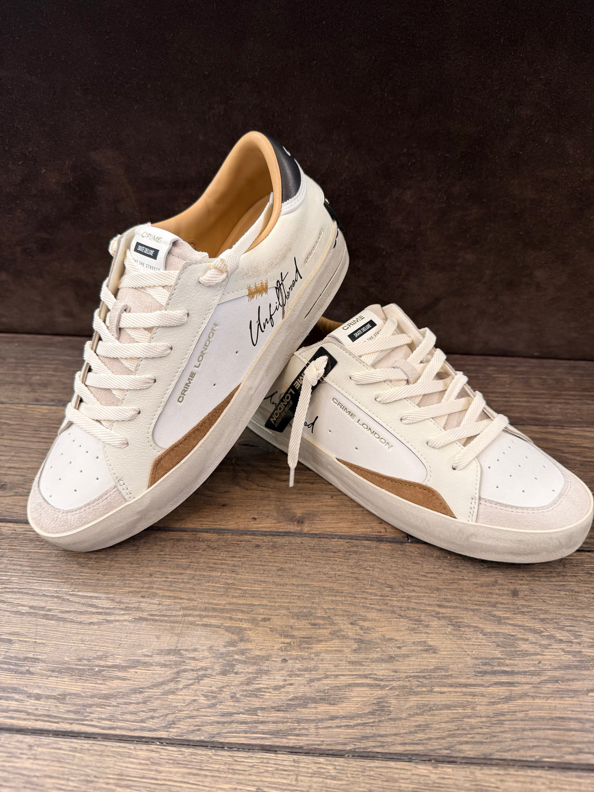 CRIME LONDON SK8 DELUXE BIANCO DETT.CUOIO  TOP NERO UOMO