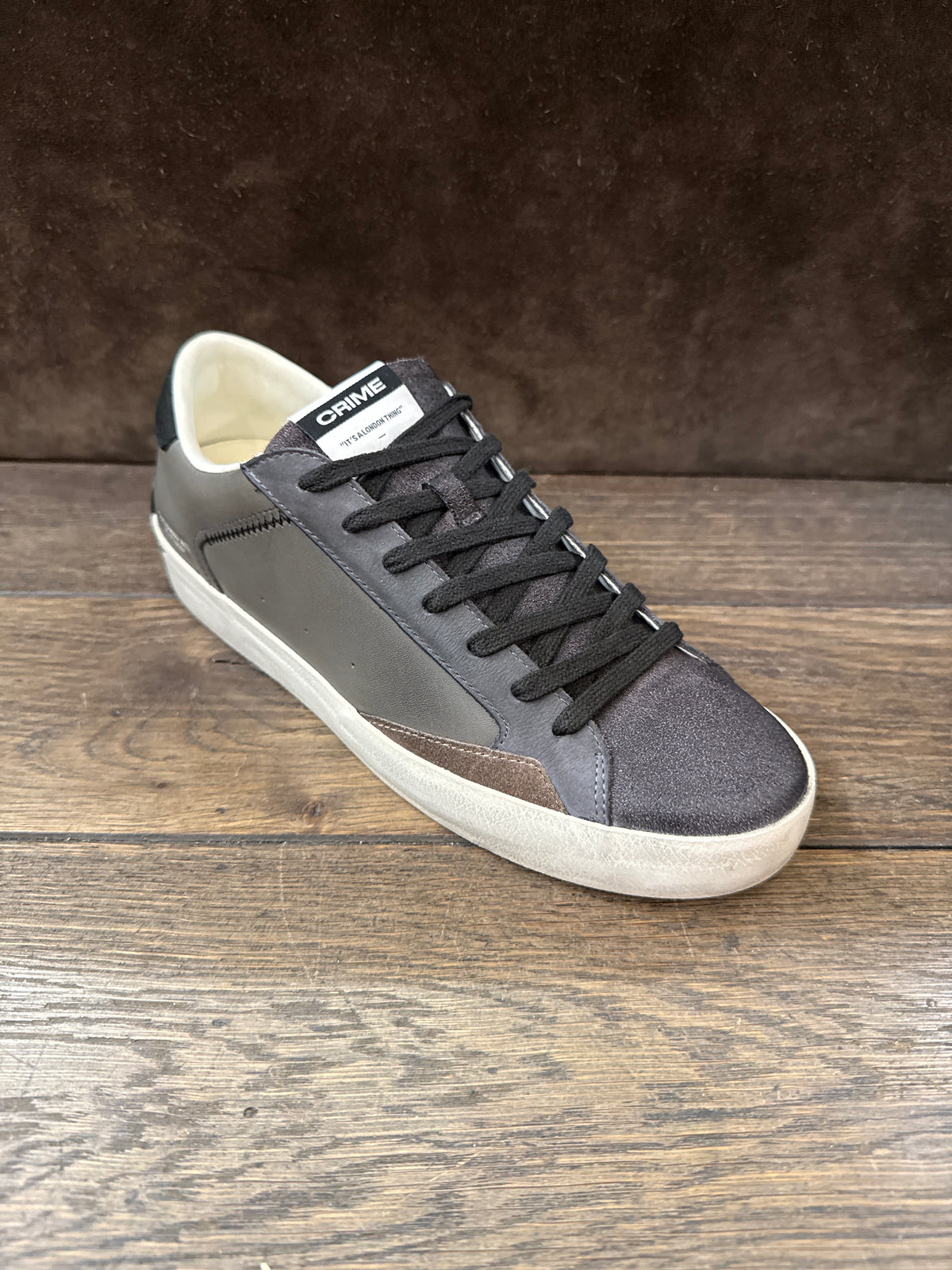 CRIME LONDON DISTRESSE ANTRACITE TOP NERO UOMO
