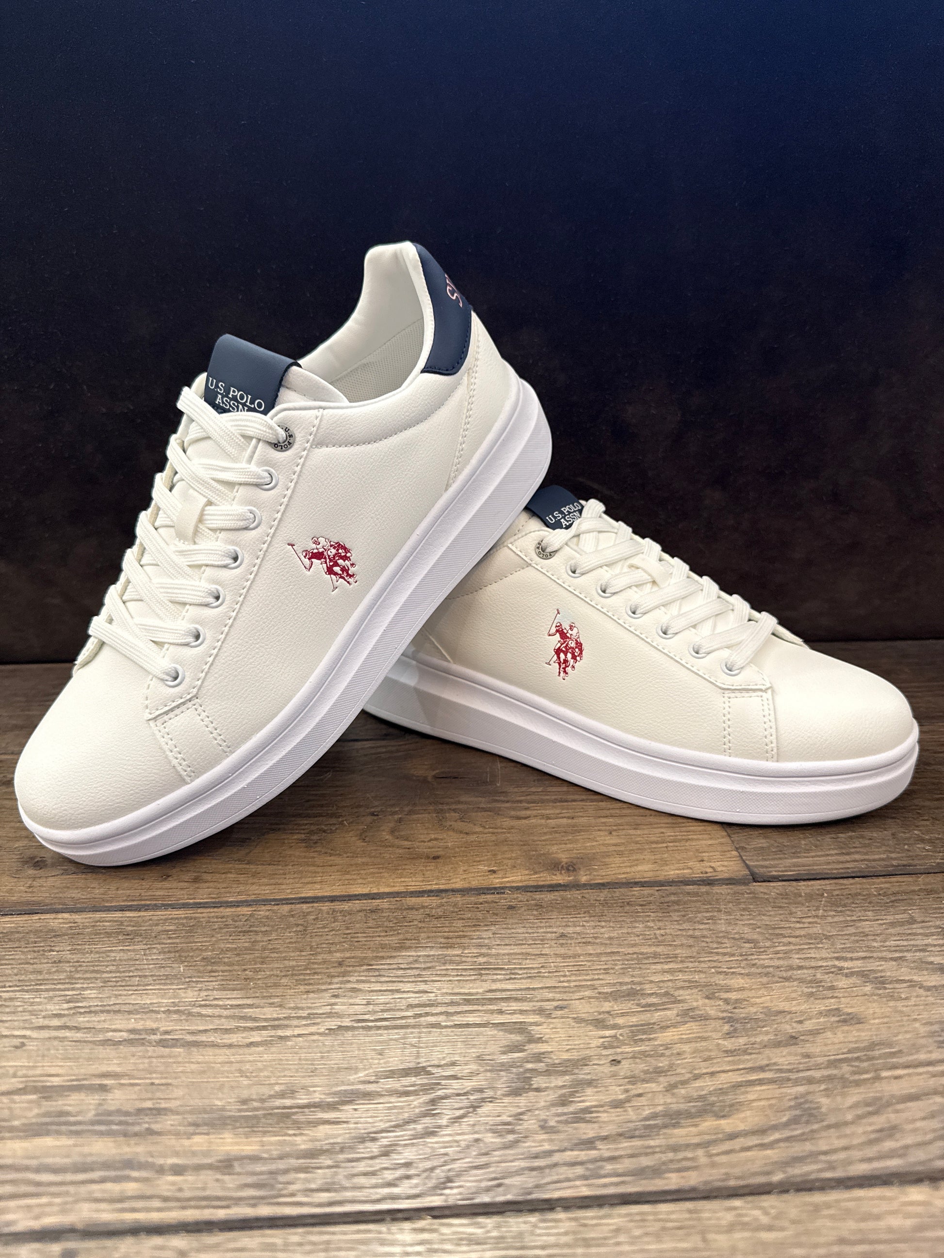 POLO CODY016 WHITE-BLU LOGO ROSSO UOMO