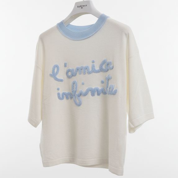 LINEAELLE MAGLIA IN FILO VISCOSA" l'AMICA INFINITA" BIANCO CELESTE 1295