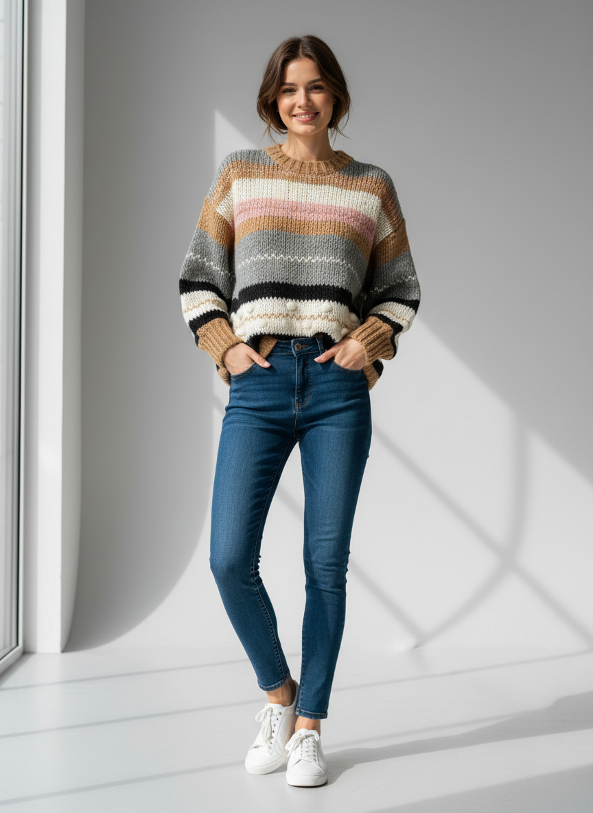 Maglia Vicolo knitwear  33058F righe 1