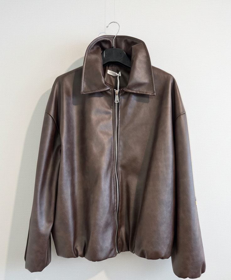 Giubbotto bomber ecopelle marrone Lineaelle