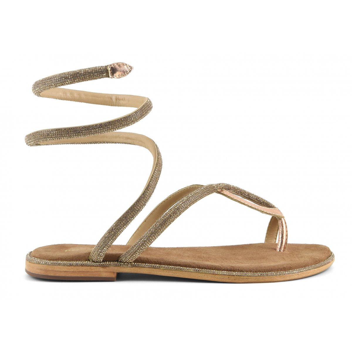 SANDALO WRAP UP CON STRASS - Pink Gold - Coral Blue Fusion