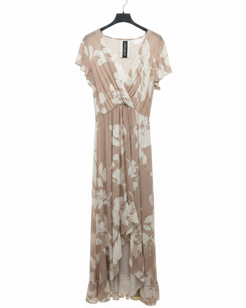 LINEAELLE ABITO BIANCO/BEIGE FIORI