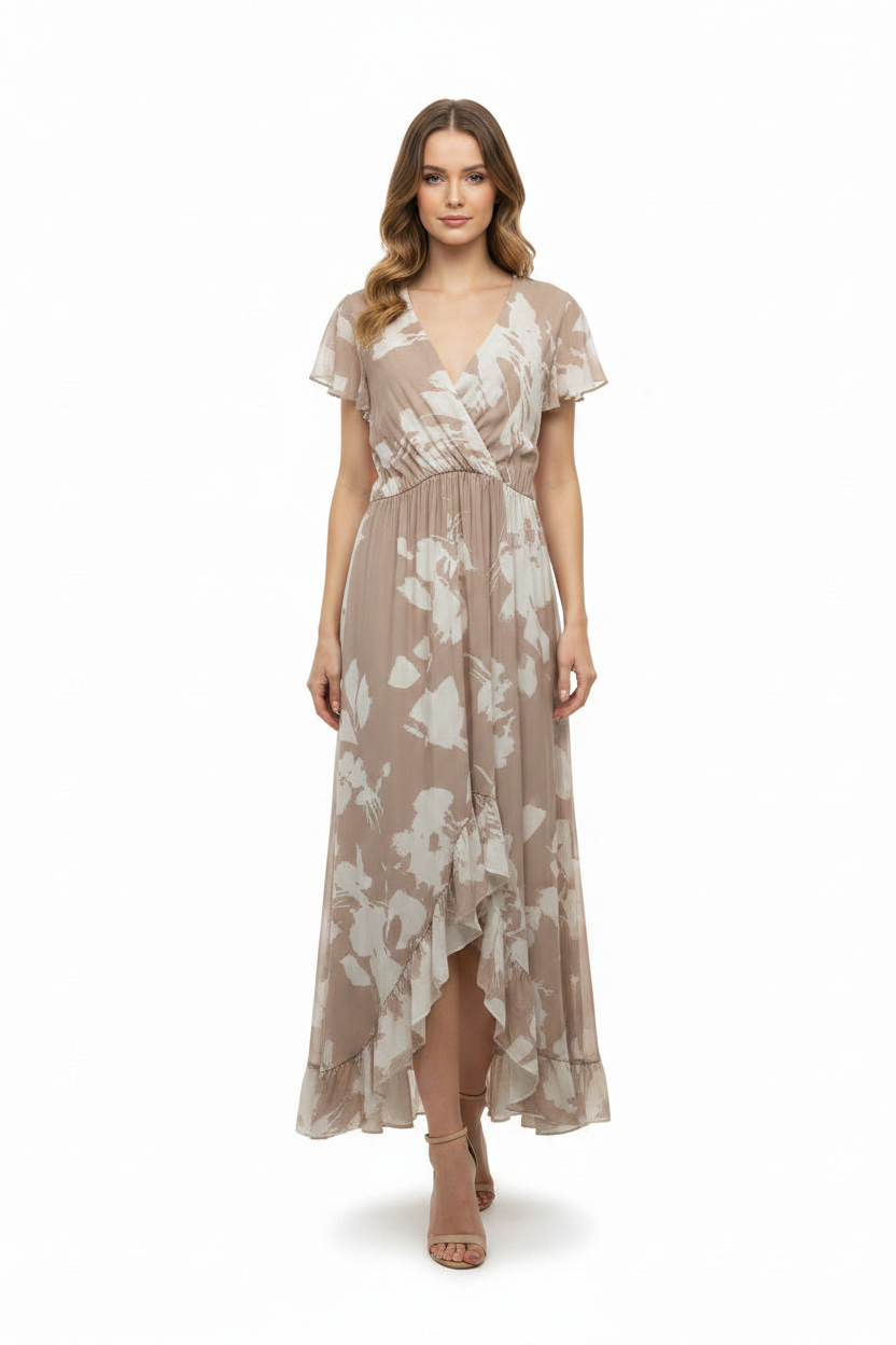 LINEAELLE ABITO BIANCO/BEIGE FIORI