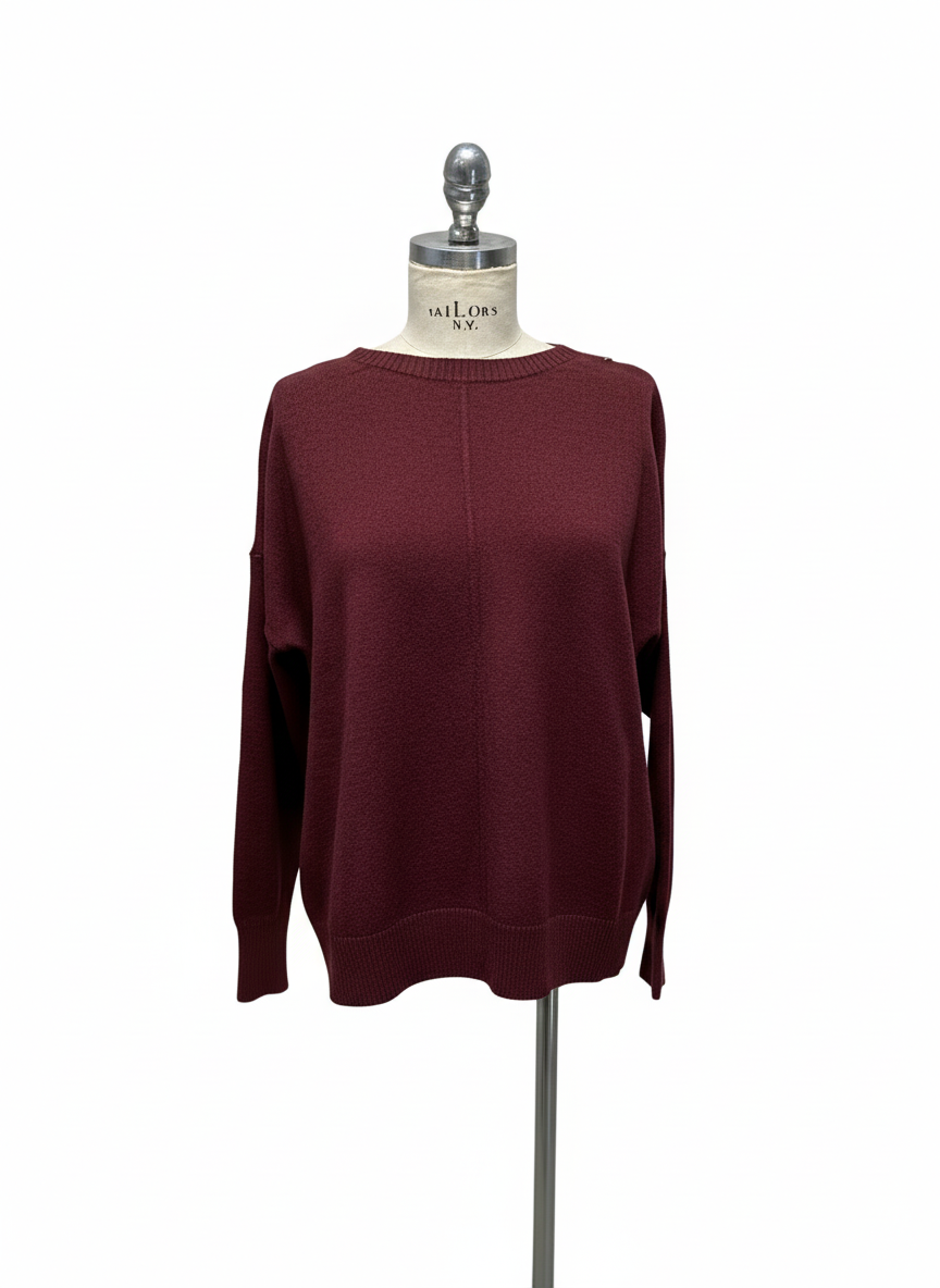 Maglia pacchetto over spacchi laterali boredeaux Lineaelle