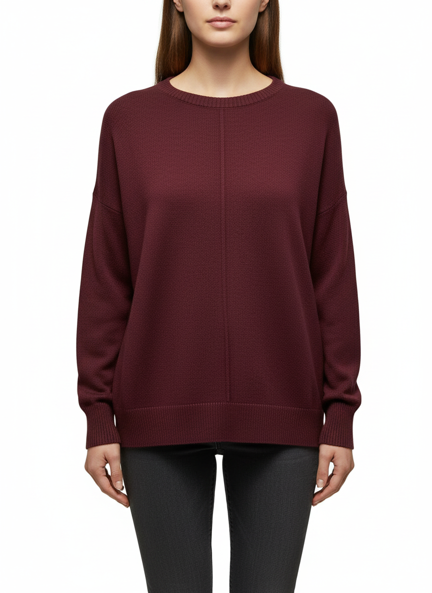 Maglia pacchetto over spacchi laterali boredeaux Lineaelle