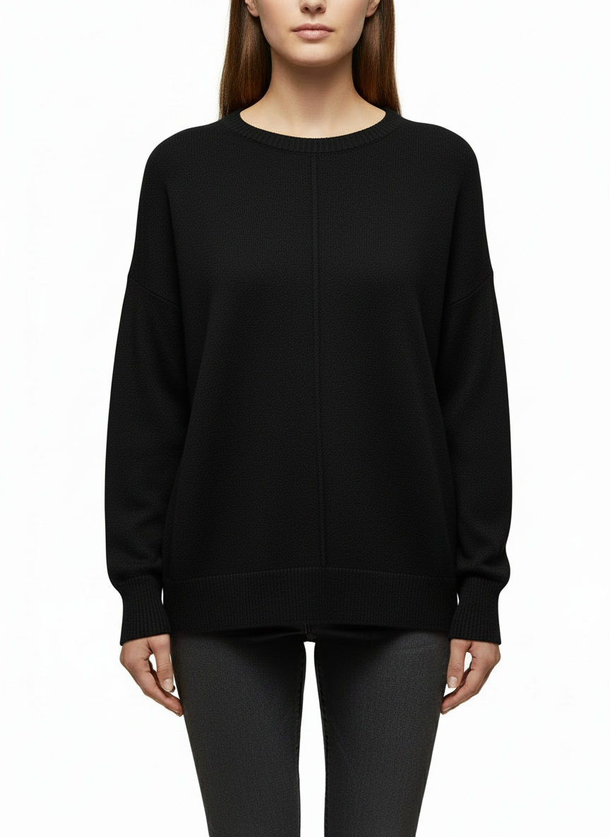 Maglia pacchetto over spacchi laterali nero Lineaelle