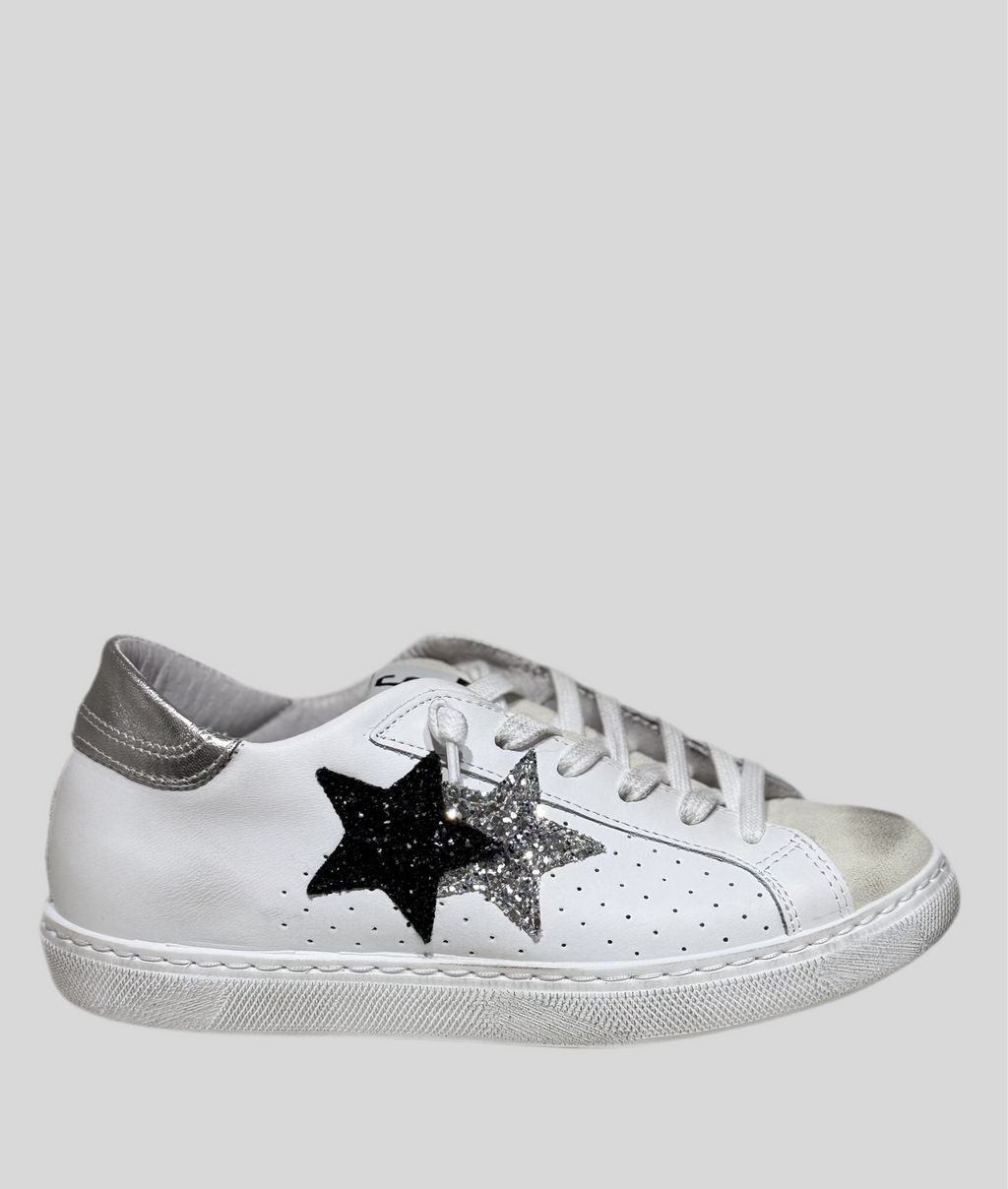 Sneakers donna pelle bianca used  silver-black 2star