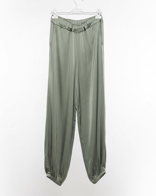 LINEAELLE PANTALONE CARGO RASO VISCOSA VERDE MILITARE 14773