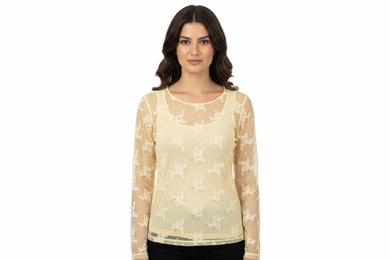 LINEAELLE MAGLIA PIZZO GIALLO TENUE