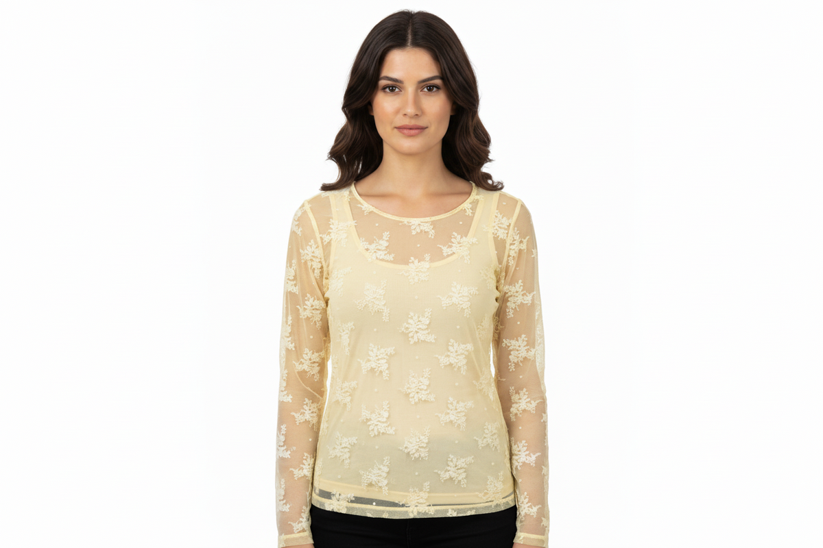 LINEAELLE MAGLIA PIZZO GIALLO TENUE