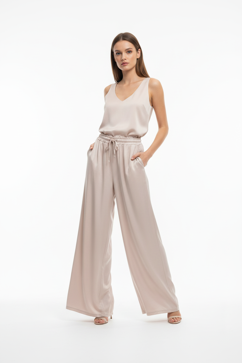 LINEAELLE PANTALONE RASO VISCOSA BEIGE 14570