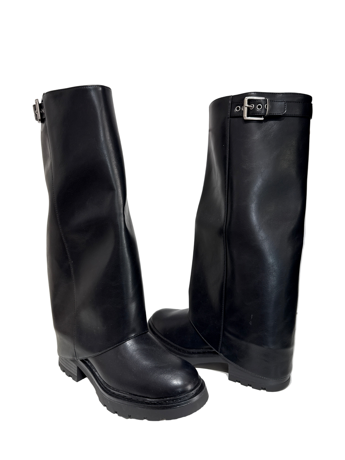 Stivale biker 1 fibbia risvolta nero Lineaelle