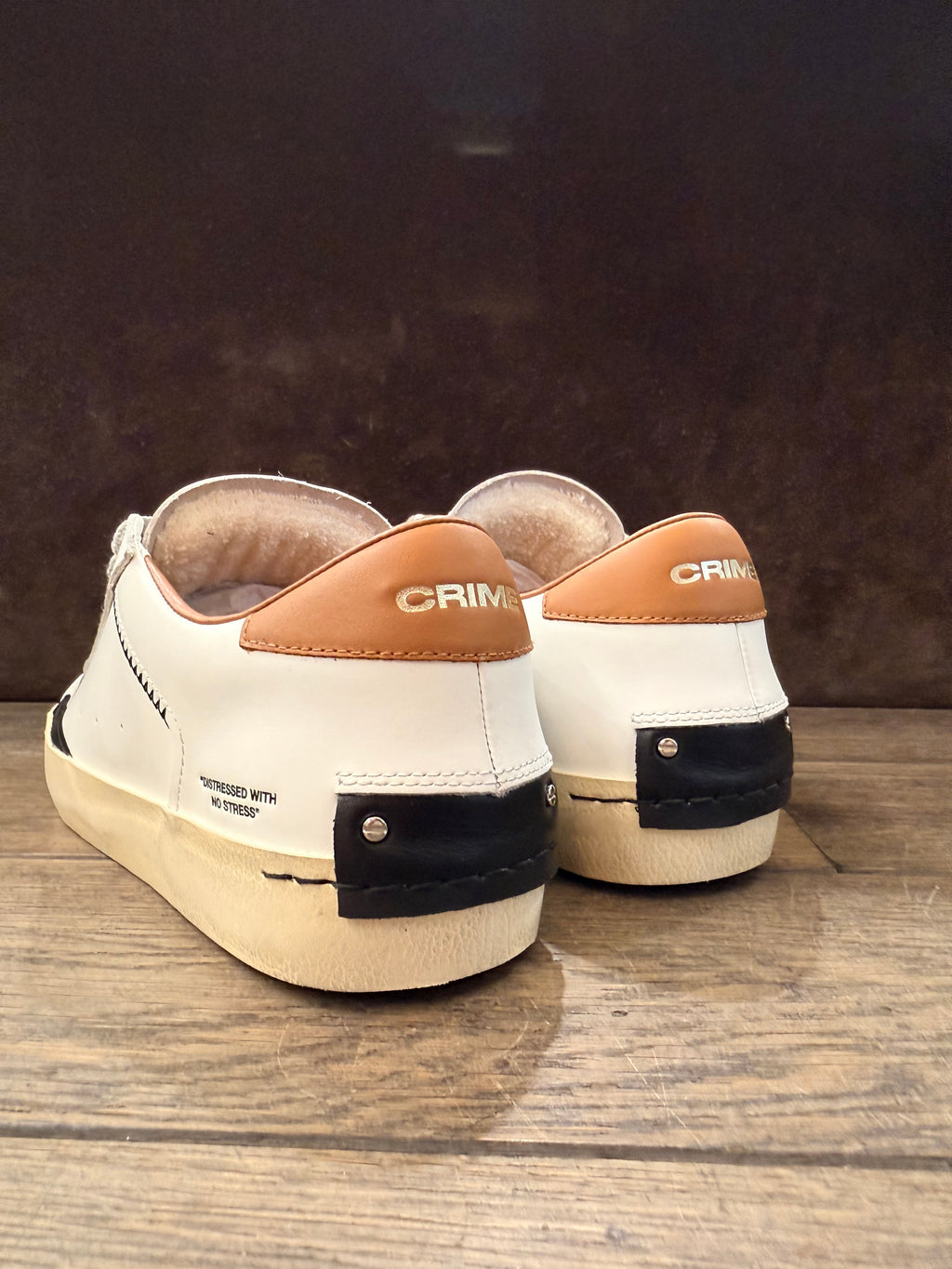 CRIME LONDON DISTRESSED BIANCO TOP CUOIO UOMO