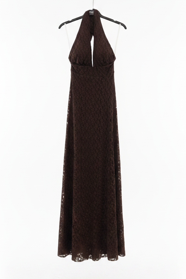 LINEAELLE ABITO PIZZO ELASTICIZZATO MARRONE
