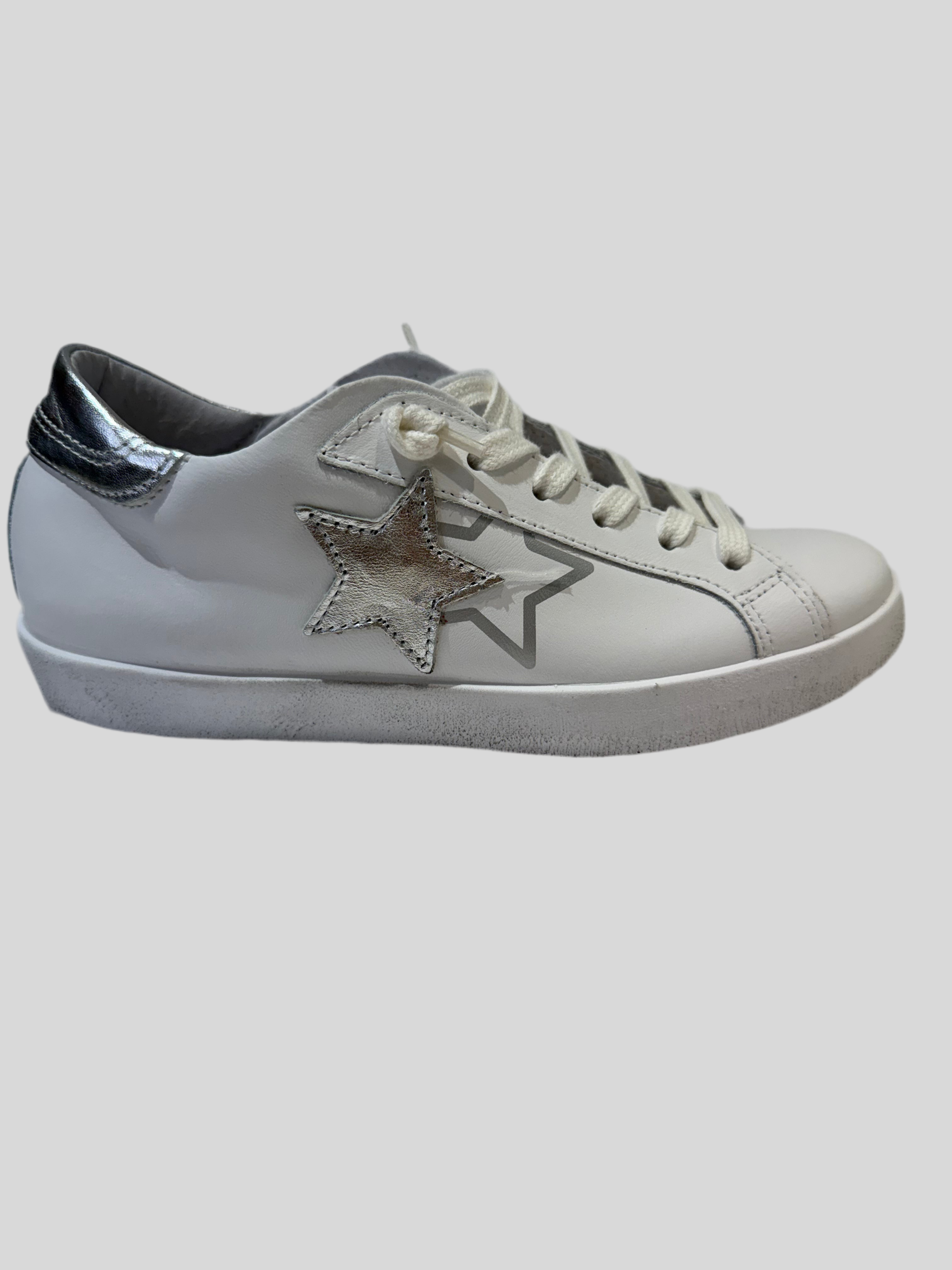 Sneakers donna pelle bianca prime star white - silver 2star