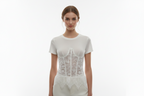 LINEAELLE MAGLIA COTONE E PIZZO BIANCA