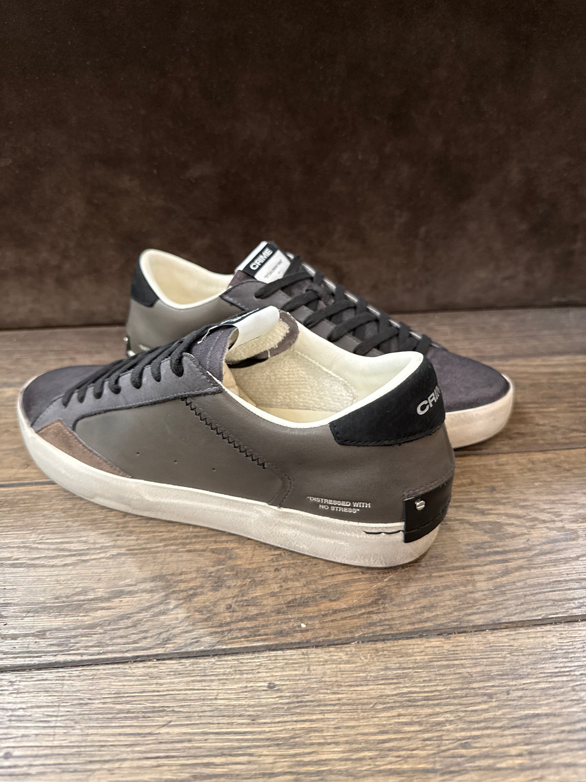 CRIME LONDON DISTRESSE ANTRACITE TOP NERO UOMO