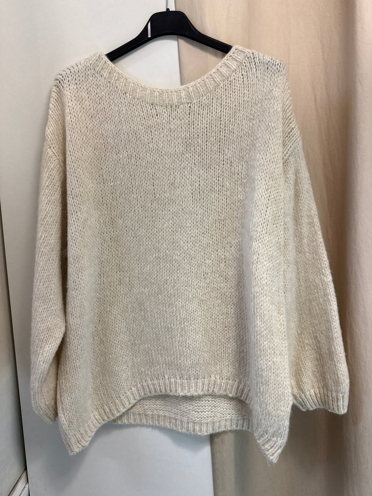 maglia  girocollo crema lineaelle