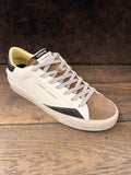 CRIME LONDON DISTRESSE 2.0 BIANCO DETT. MARRONE  TOP NERO UOMO