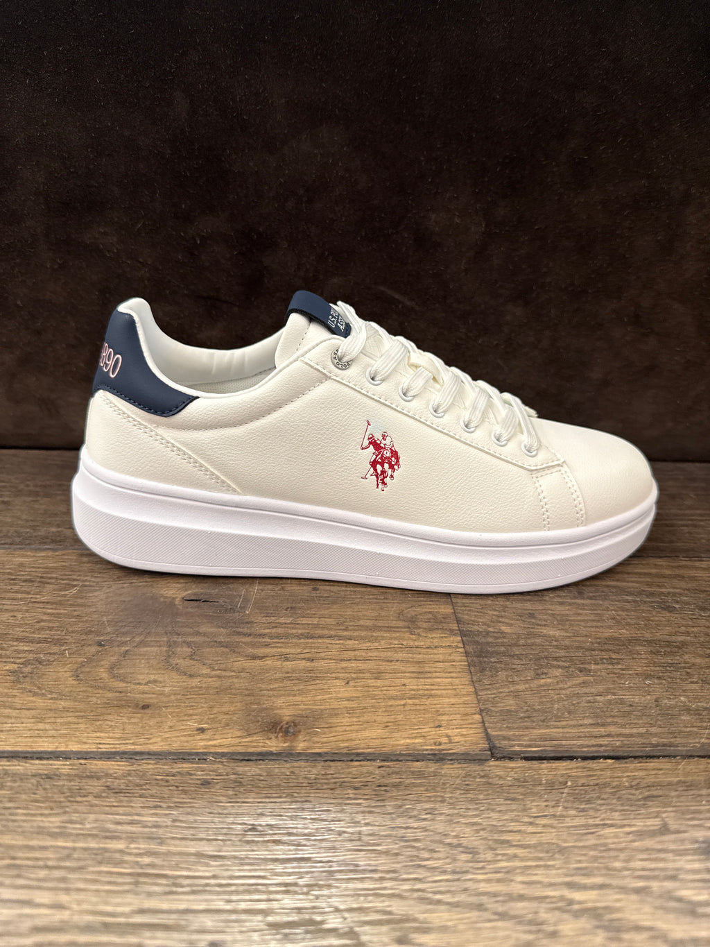 POLO CODY016 WHITE-BLU LOGO ROSSO UOMO