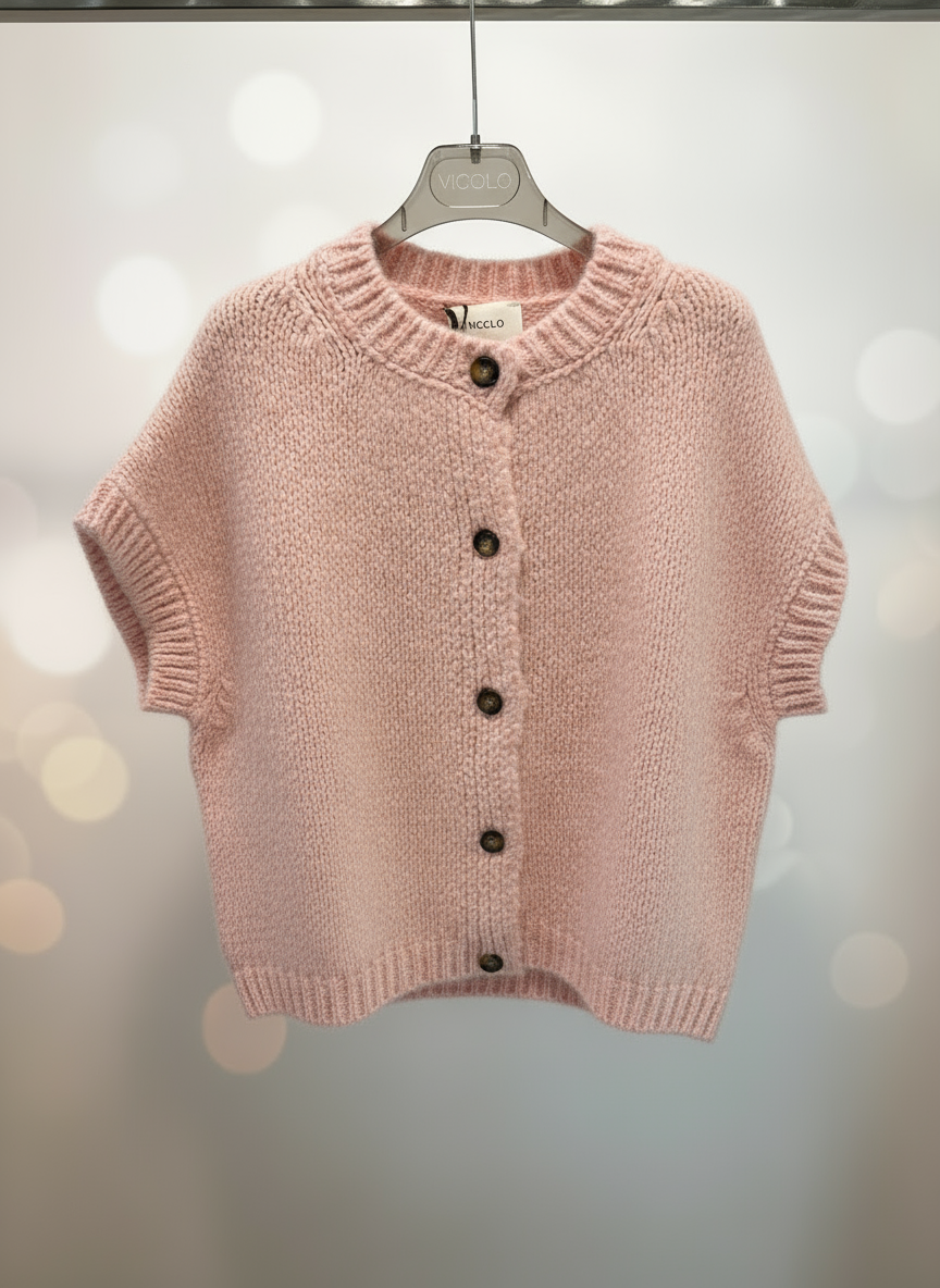 Maglia smanicata over cipria Vicolo