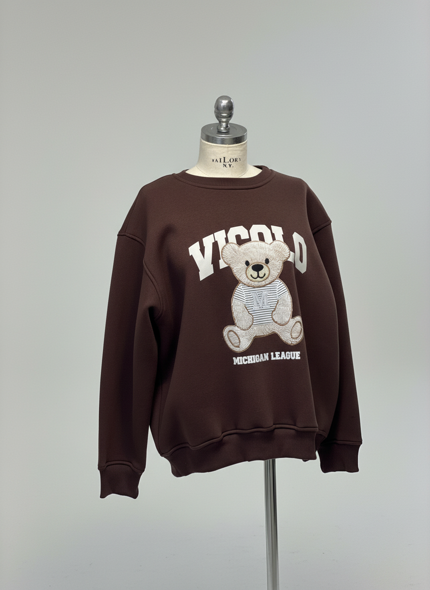 Felpa  Vicolo TF1861 brown stampa Teddy VICOLO