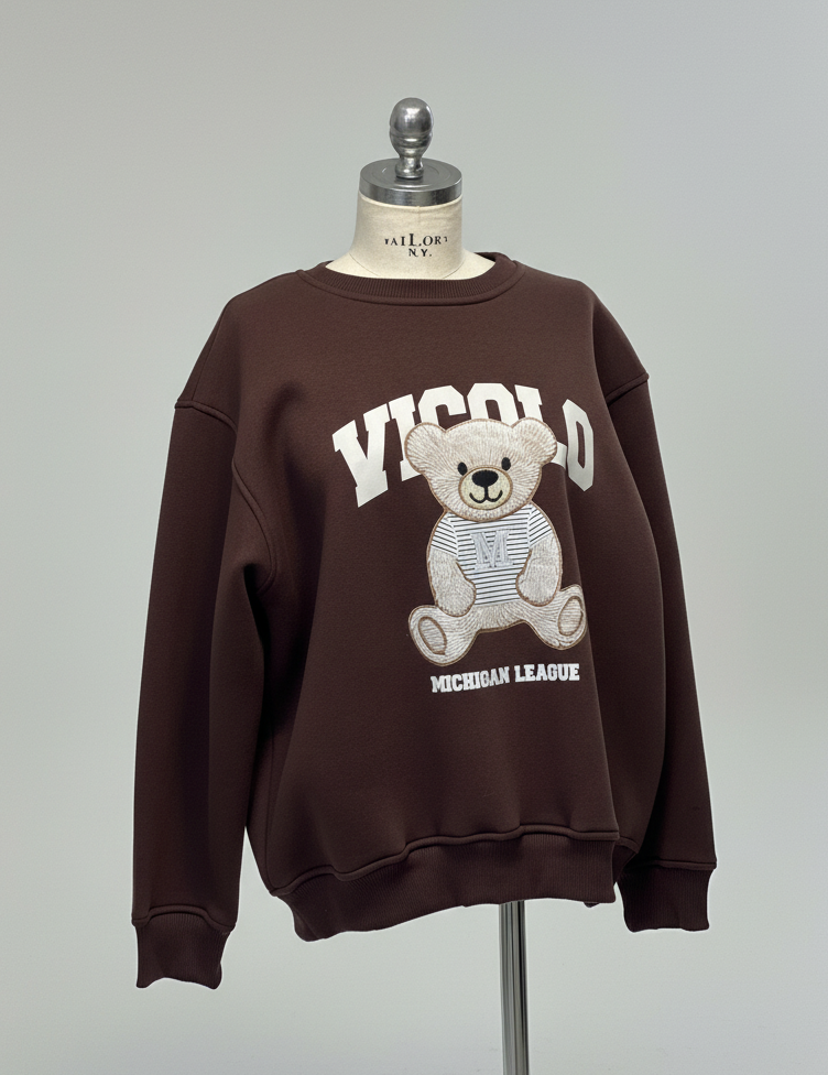 Felpa  Vicolo TF1861 brown stampa Teddy VICOLO