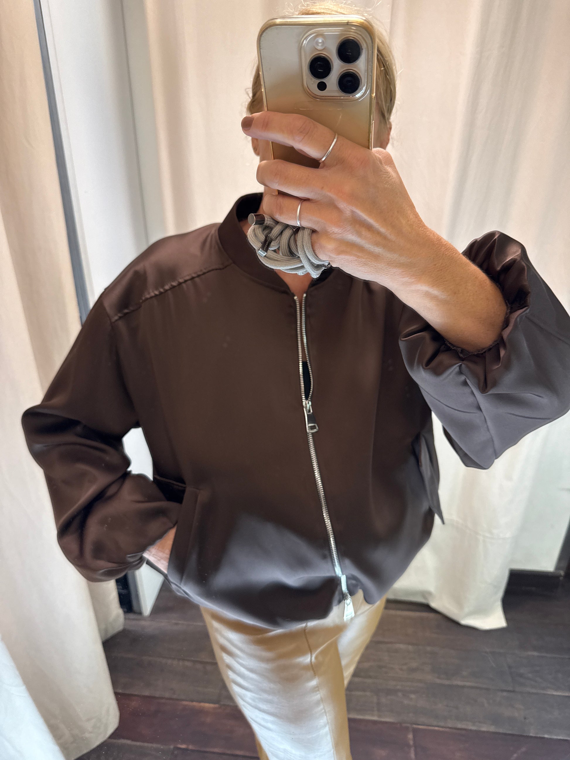 Bomber Lineaelle Raso marrone