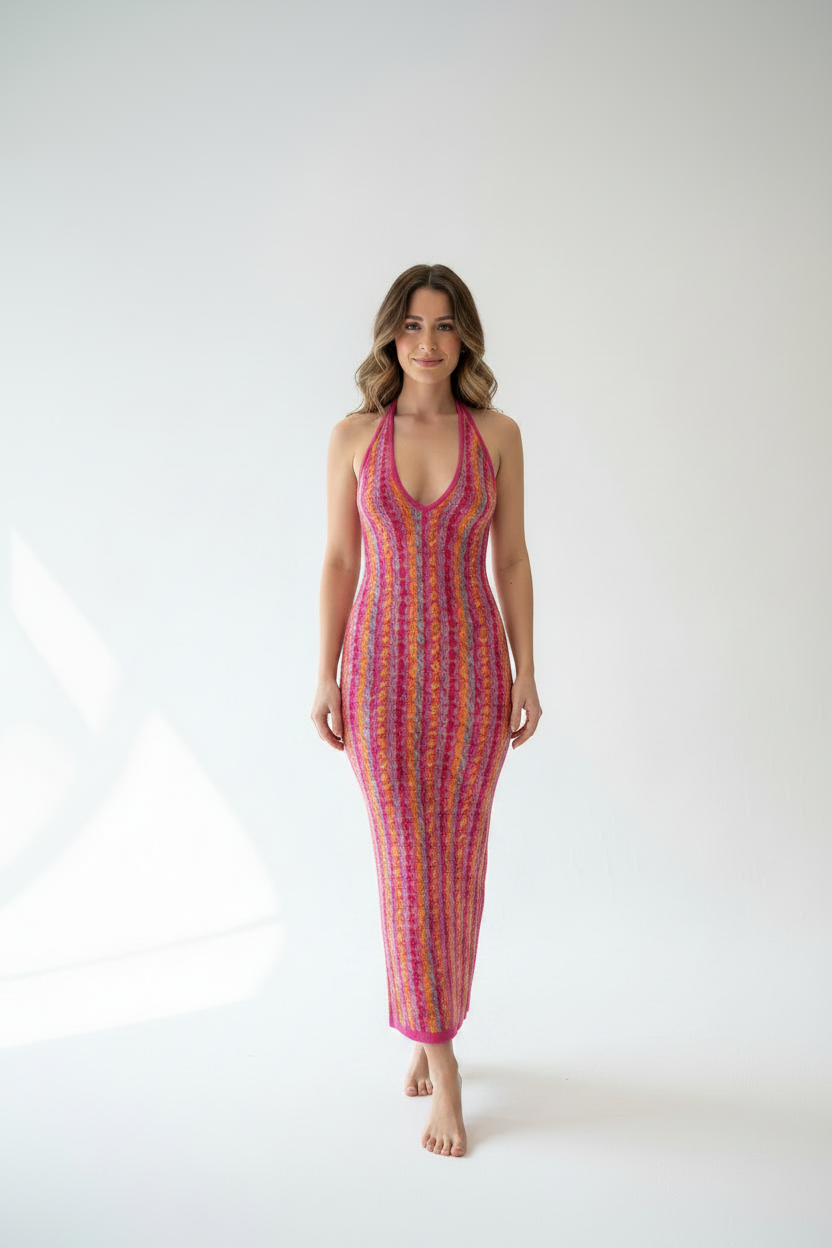 ABITO  CROCHET MULTI ROSSO LINEAELLE