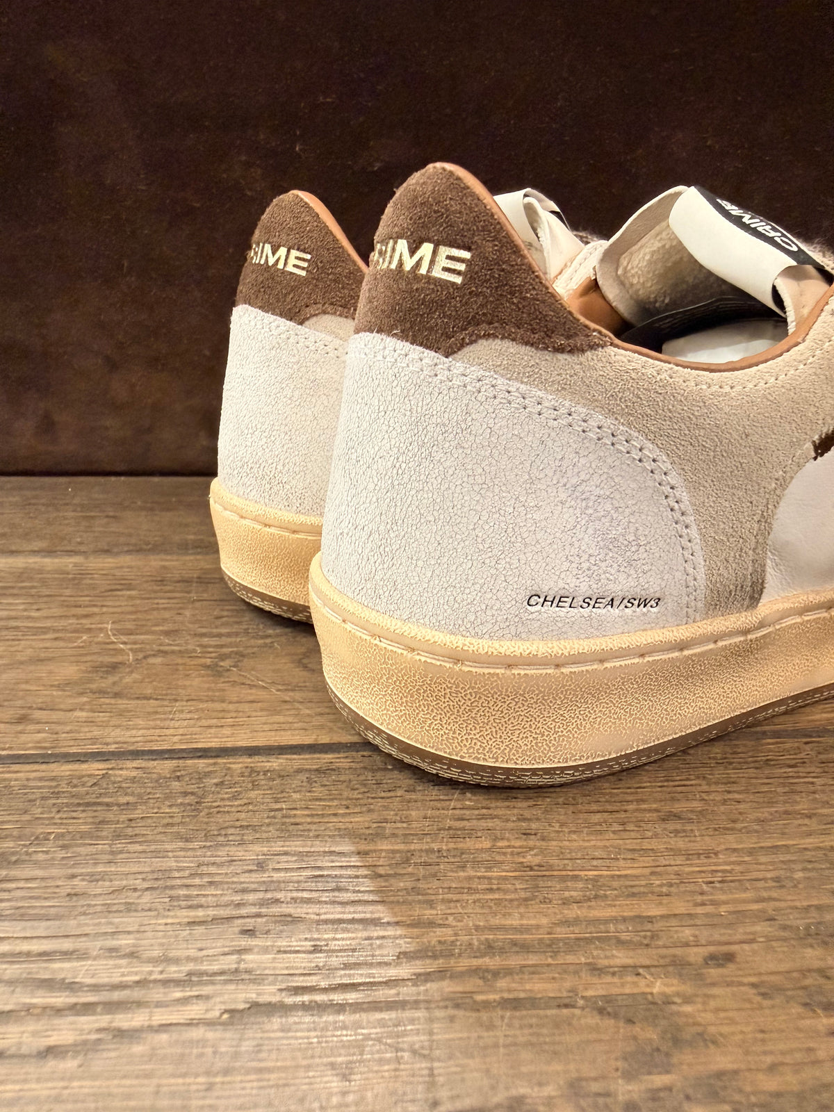 CRIME LONDON CHELSEA BIANCO DETT. MARRONE UOMO