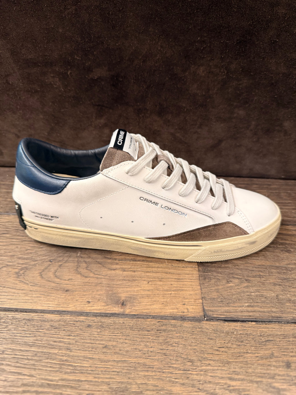 CRIME LONDON DISTRESSE 2.0 BIANCO  TOP BLU UOMO
