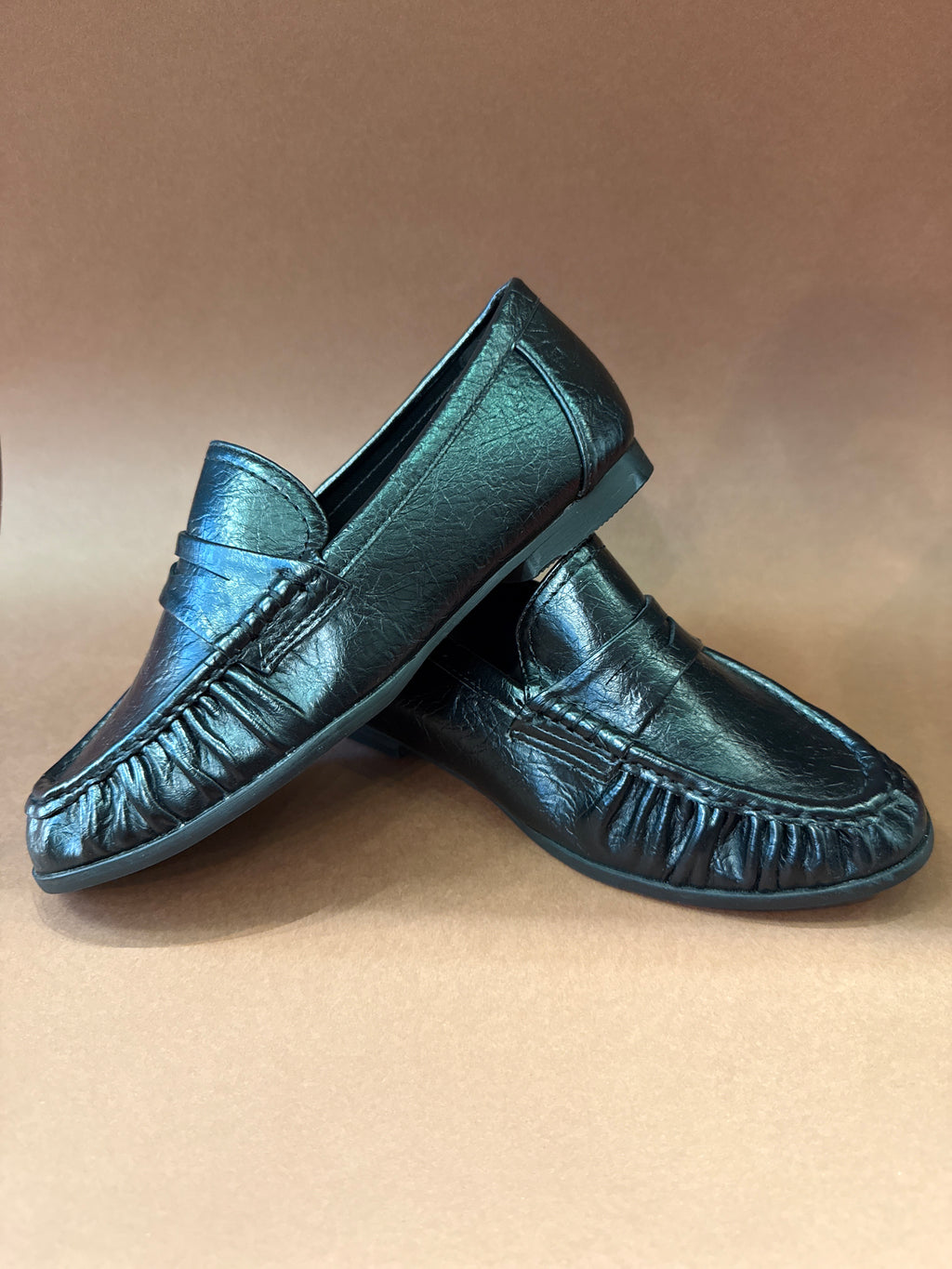GOLD & GOLD MOCASSINO ARRICCIATO PELLE NERA DONNA