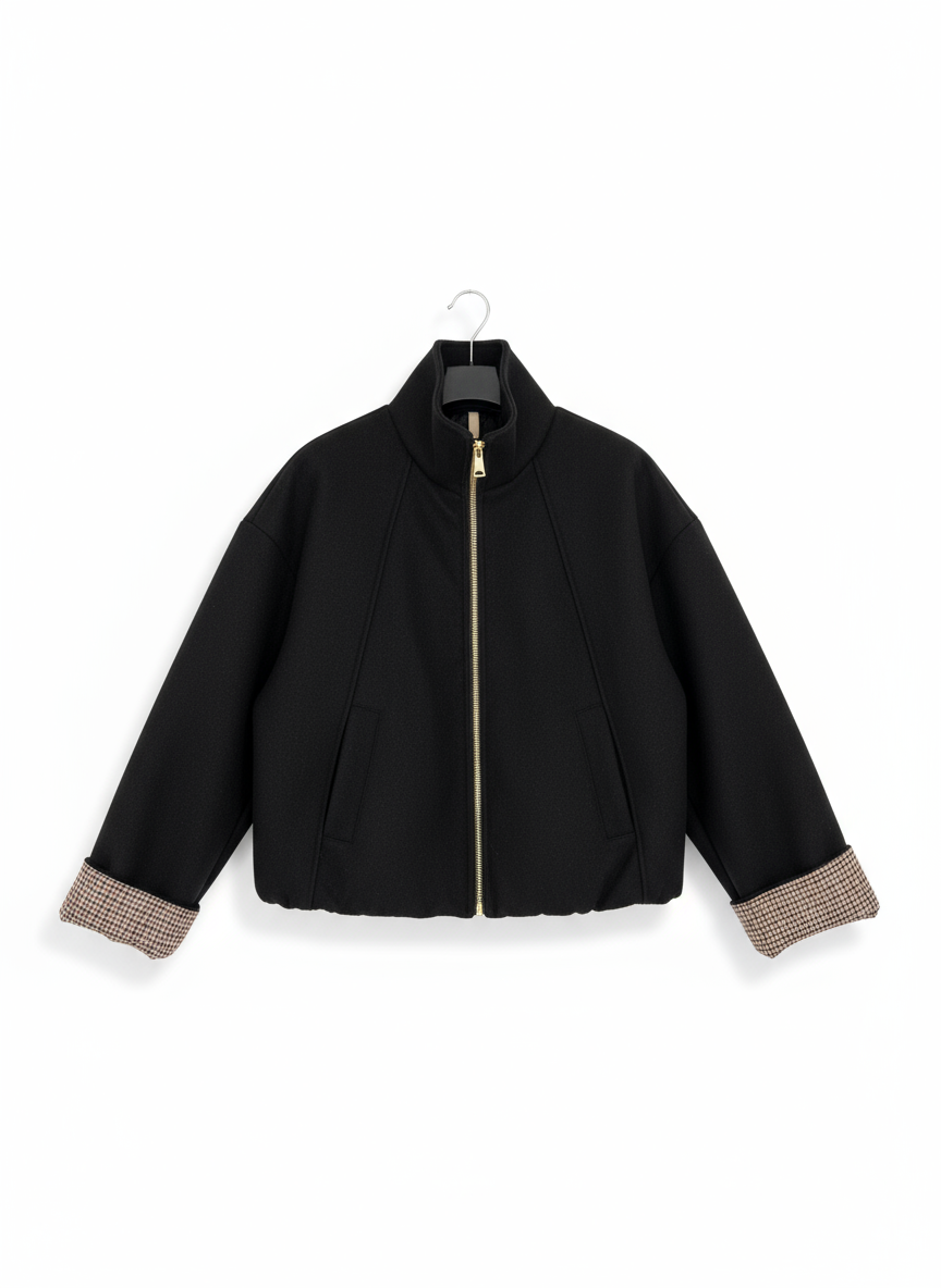 Giubbotto bomber panno nero Lineaelle