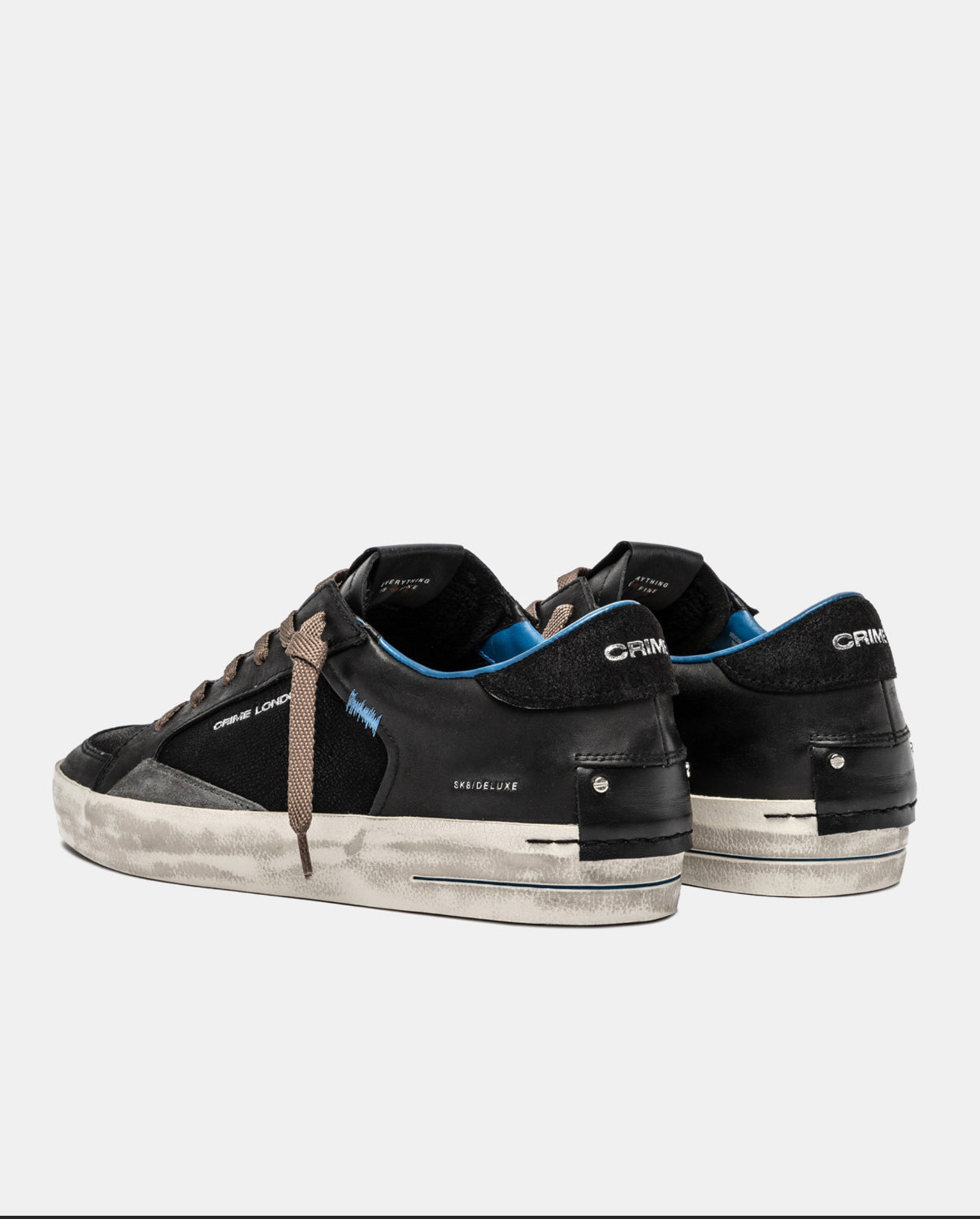 Sneakers uomo Crime London SK8 de luxe nera dettagli blu 11102AA8.20