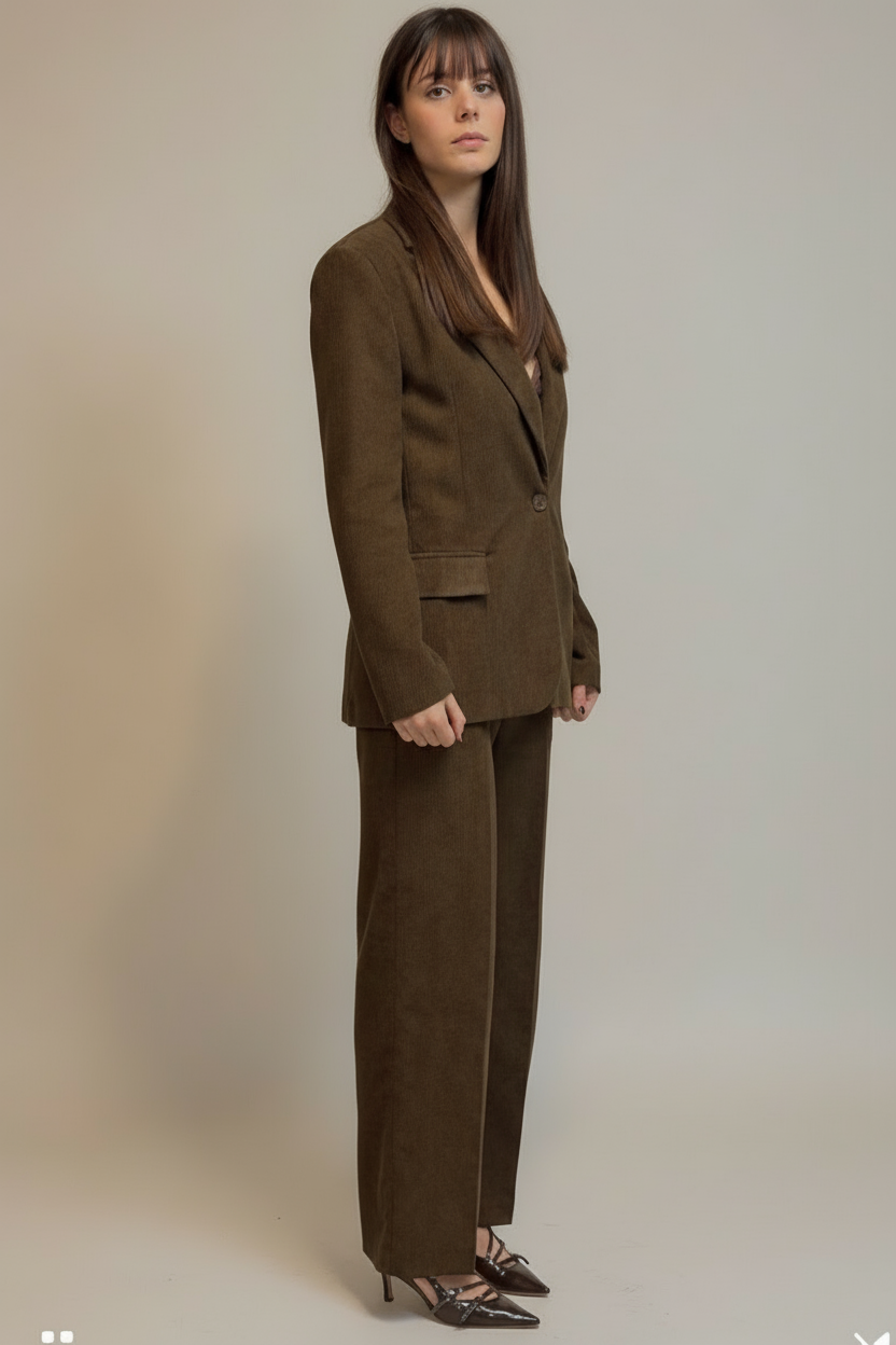 Completo velluto righe giacca piu pantalone marrone  Lineaelle