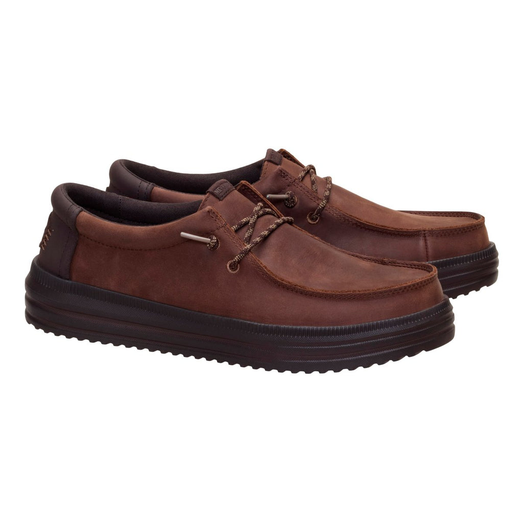 HEY DUDE REV TUMBLED LEATHER CHOCOLATE UOMO