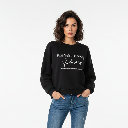 FELPA OVER VICOLO NERA SCRITTA