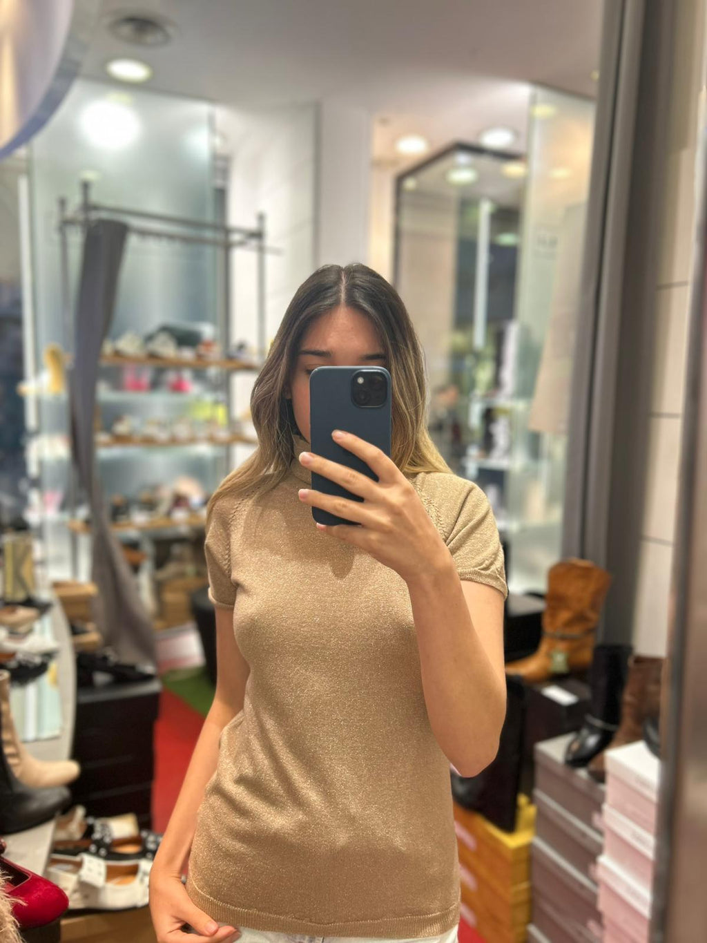 Maglia mezza manica lurex