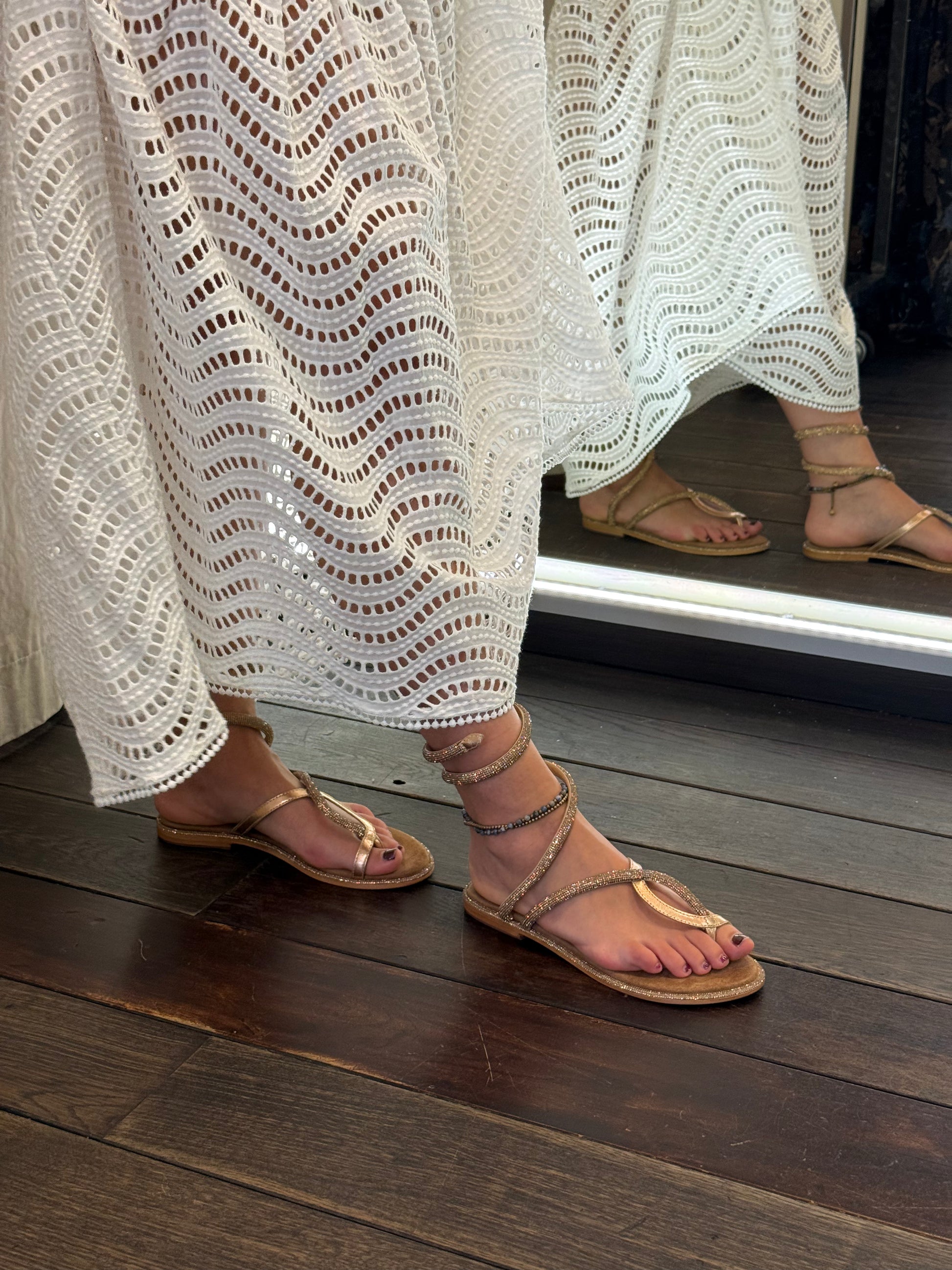SANDALO WRAP UP CON STRASS - Pink Gold - Coral Blue Fusion