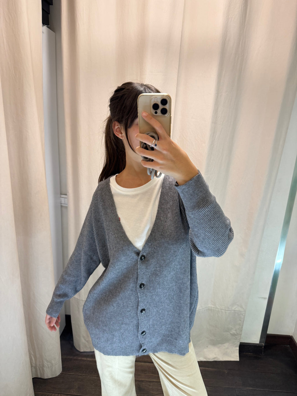 Maxi Cardigan over grigio 259911264