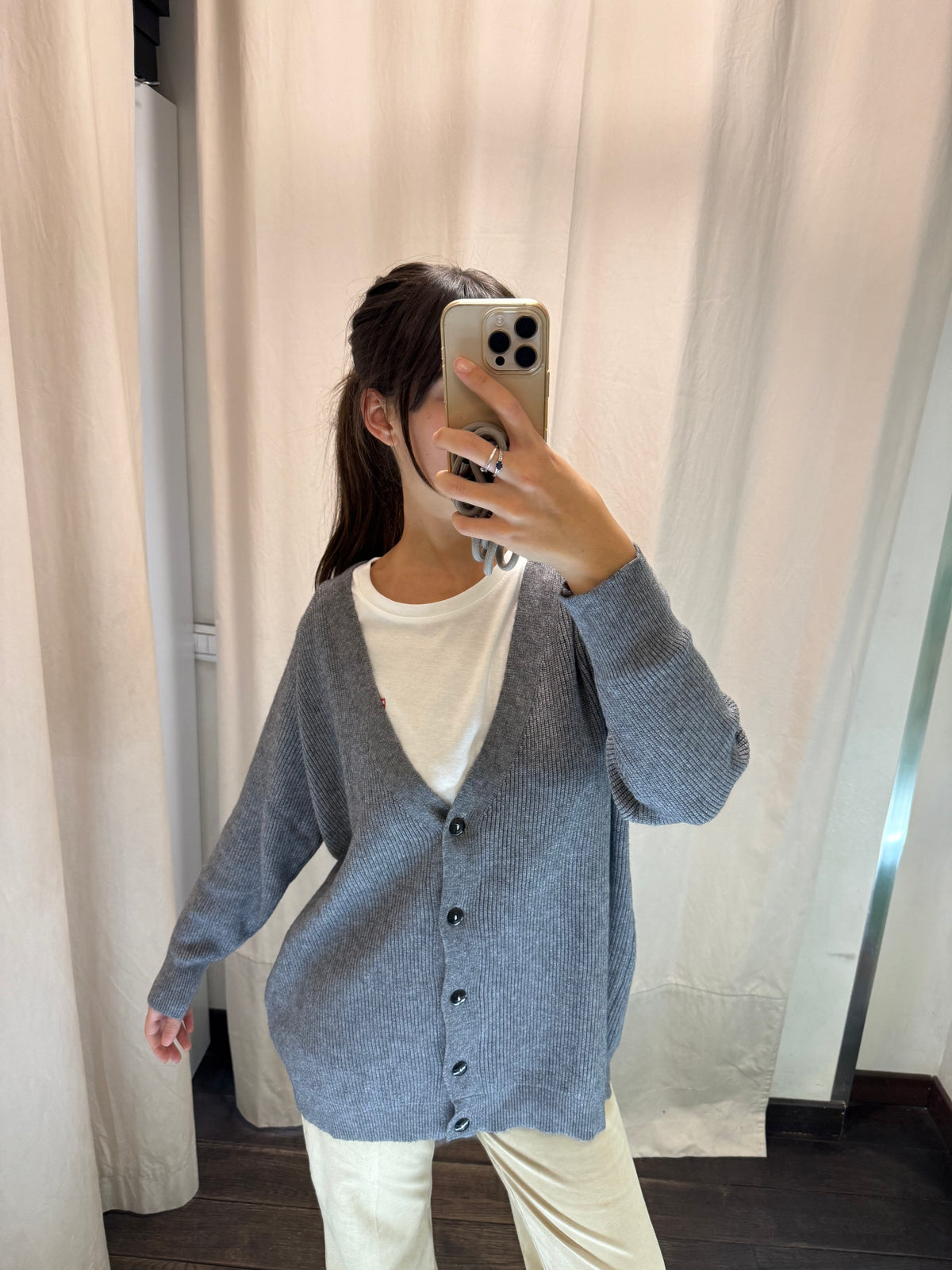 Maxi Cardigan over grigio 259911264