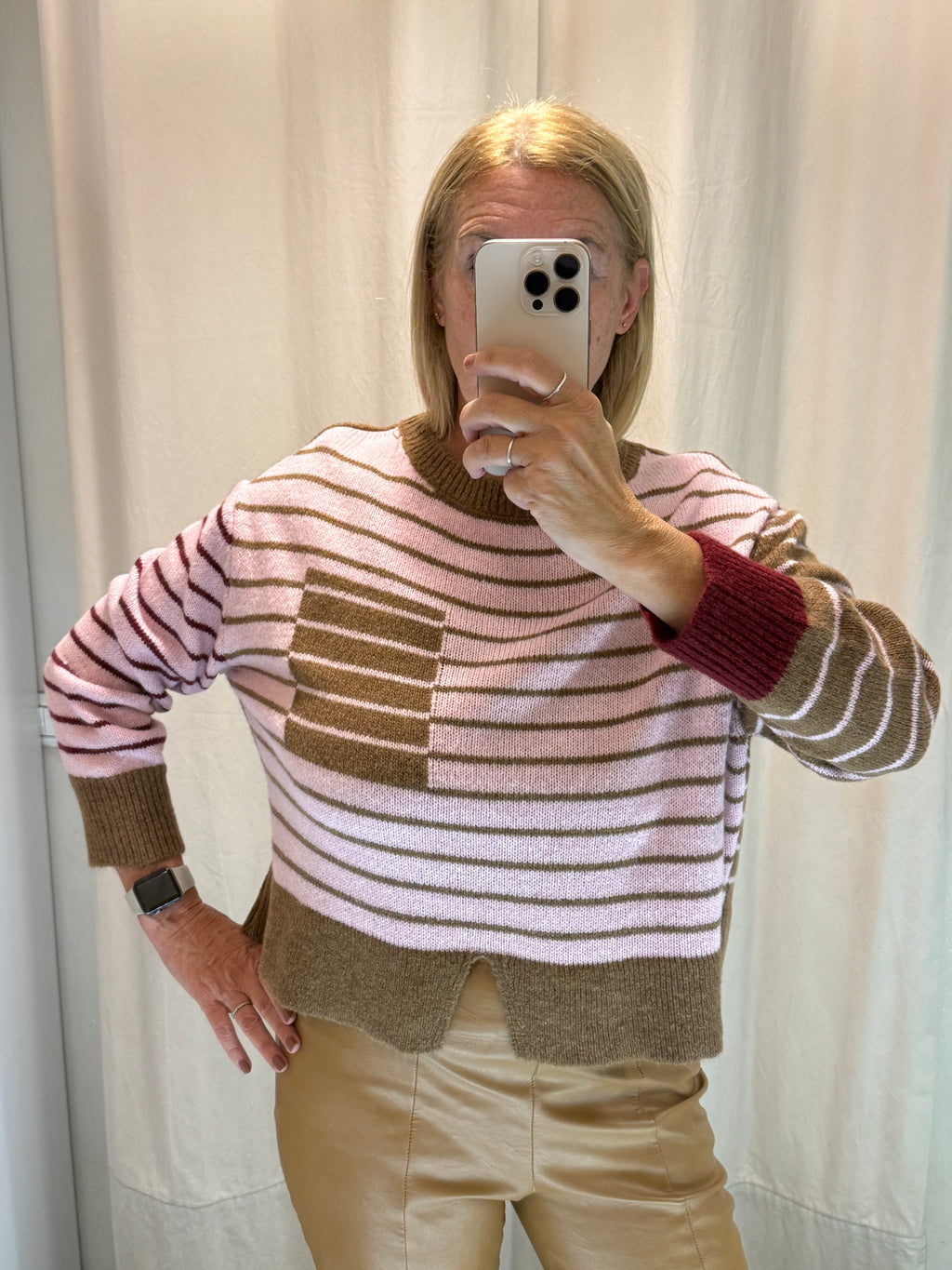 Maglia multicolor  rosa-marrone-bordeaux Luisa Lineaelle