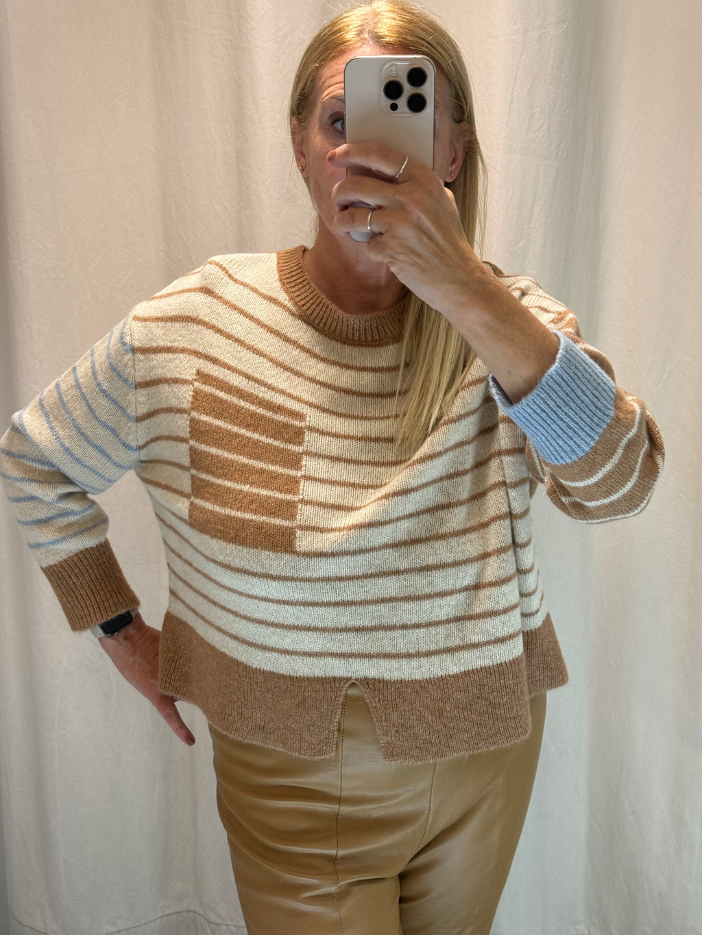 Maglia multicolor  camel-panna-polvere Luisa Lineaelle